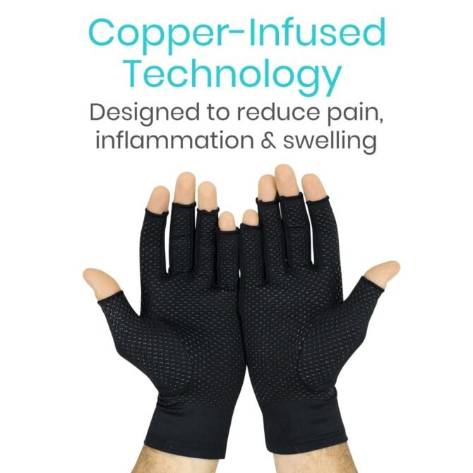 Copper Arthritis Gloves Fingerless - Image 3