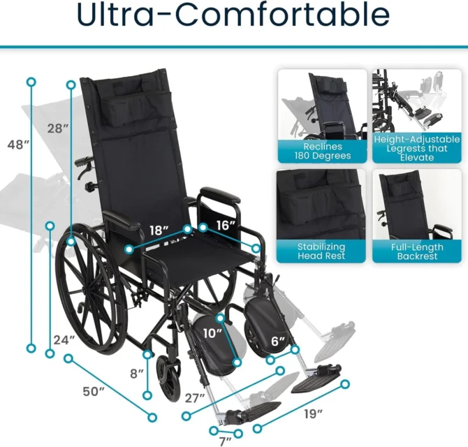 Reclining Wheelchair with Headrest - Image 4