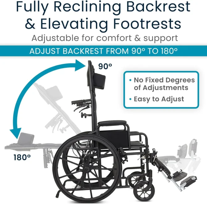 Reclining Wheelchair with Headrest - Image 2
